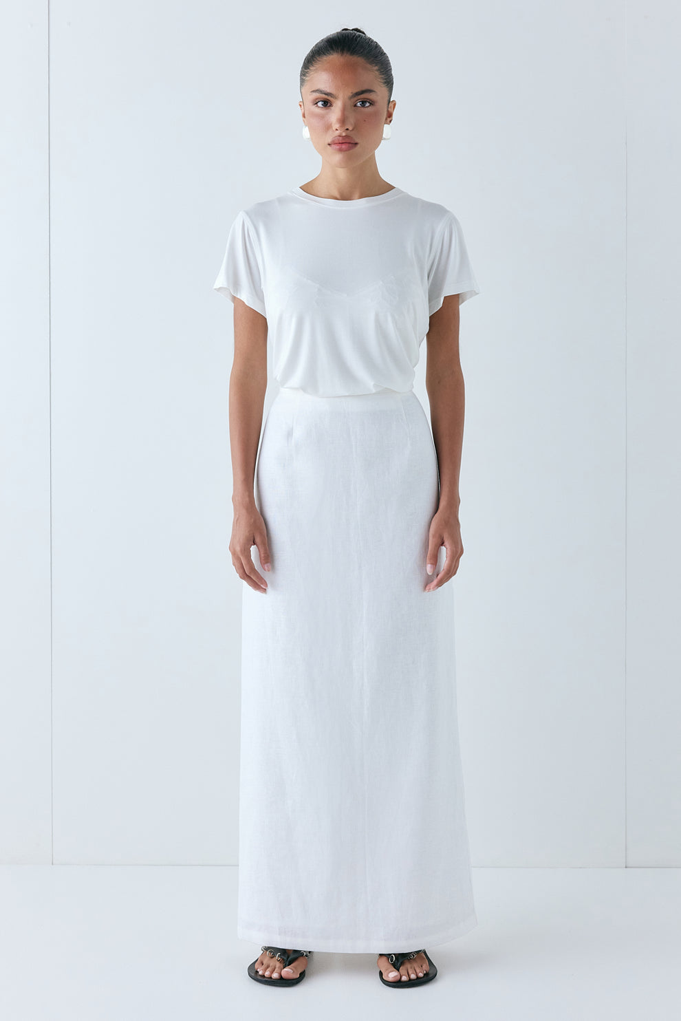Violette Linen Midi Skirt White - size:Keilani :AU 4 / US 0
