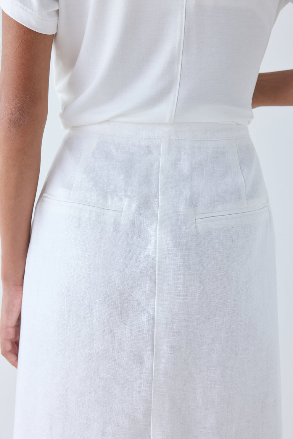 Violette Linen Midi Skirt White