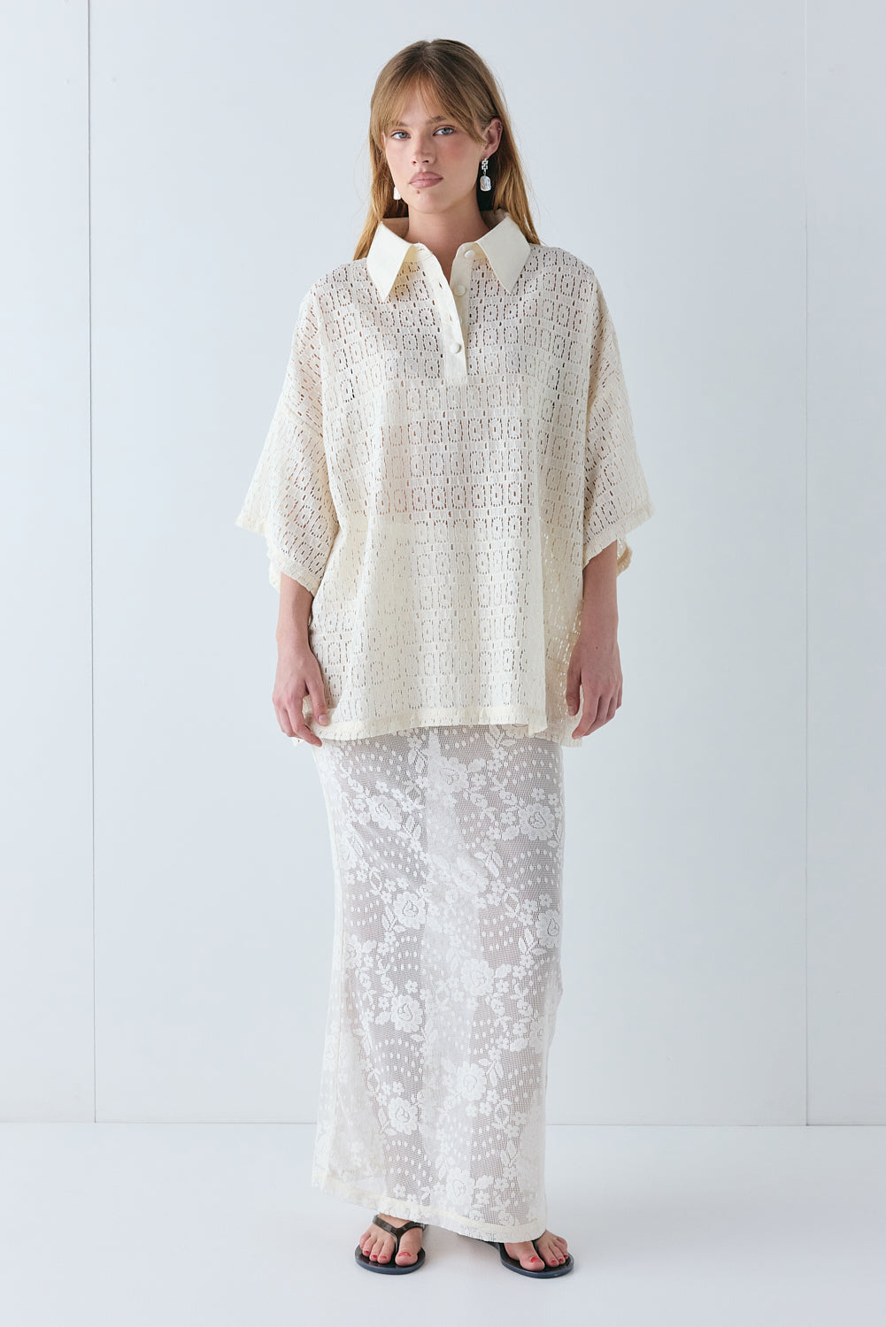 Elle Lace Polo Cream - size:Liv:AU 6 / US 2