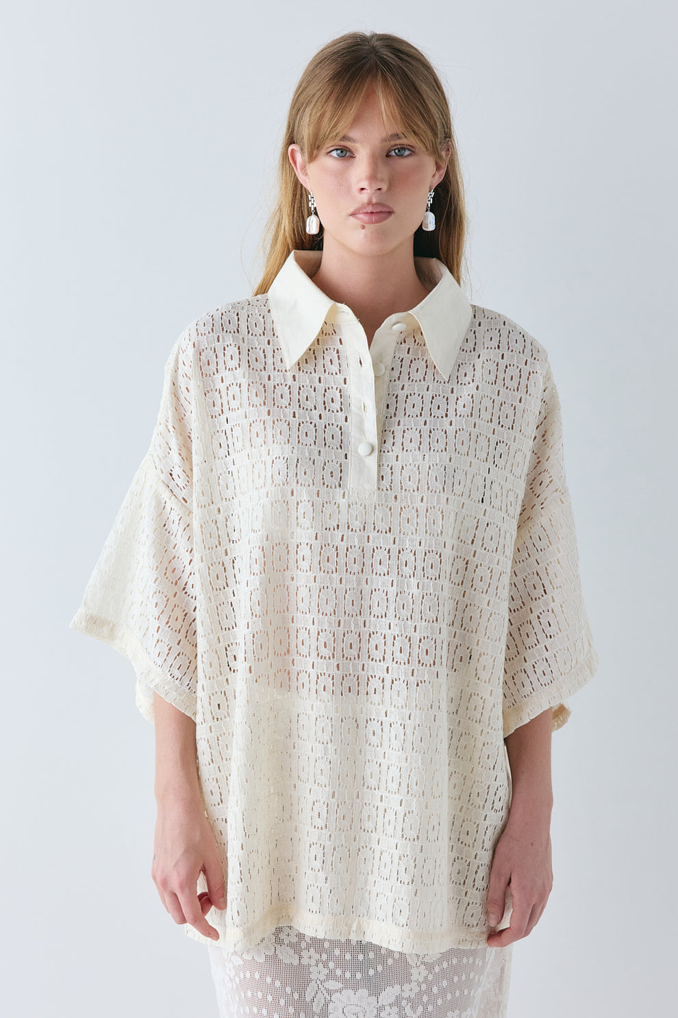 Elle Lace Polo Cream 