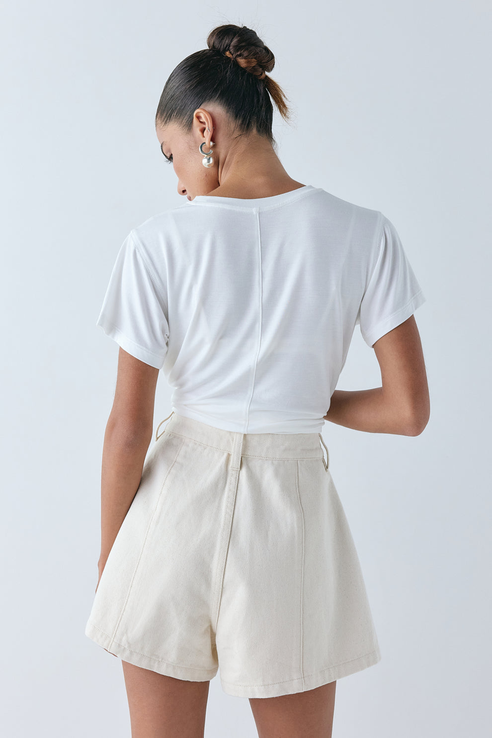 Mira Denim Shorts Cream