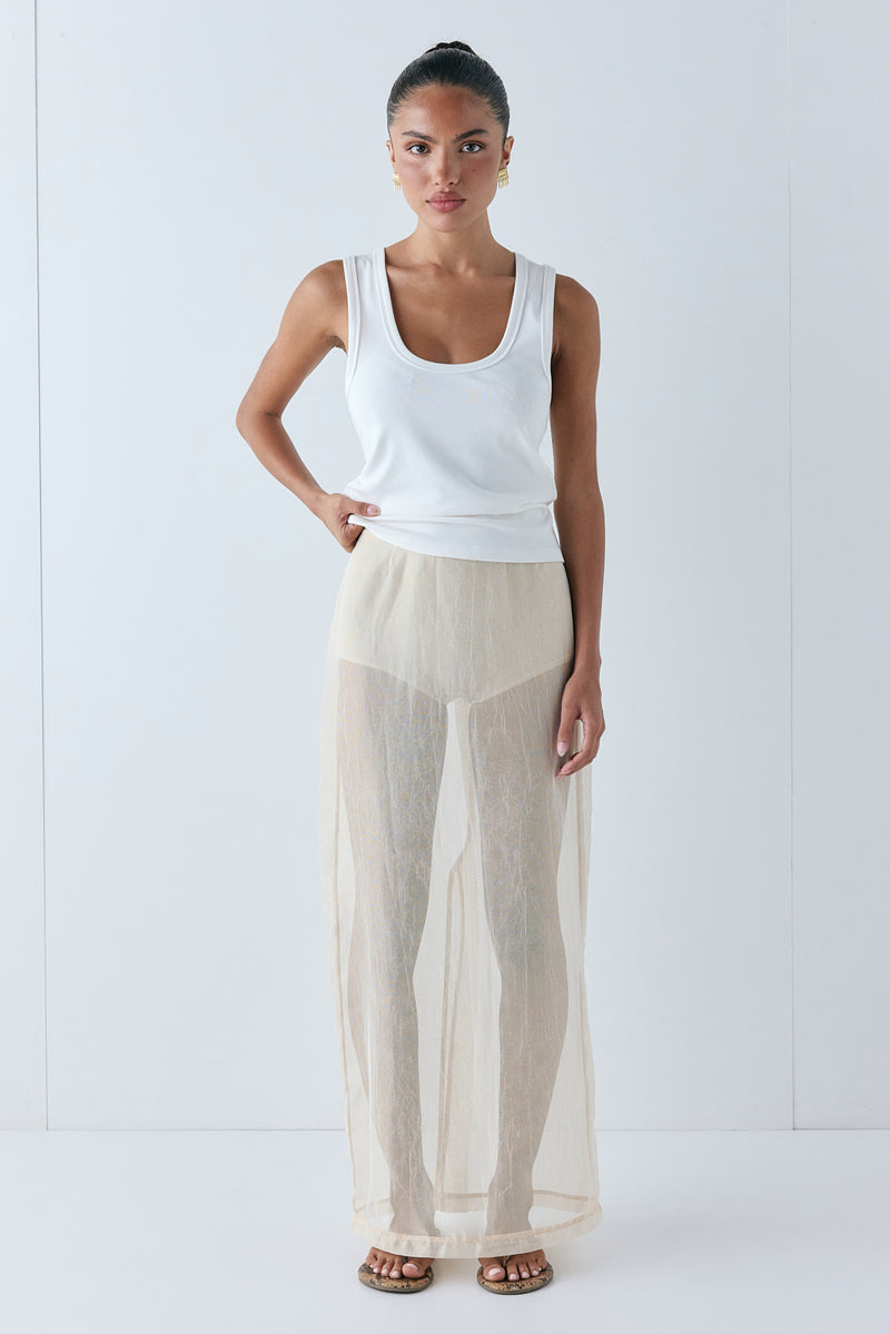 Devyn Sheer Midi Skirt Ecru - size:Keilani :AU 4 / US 0
