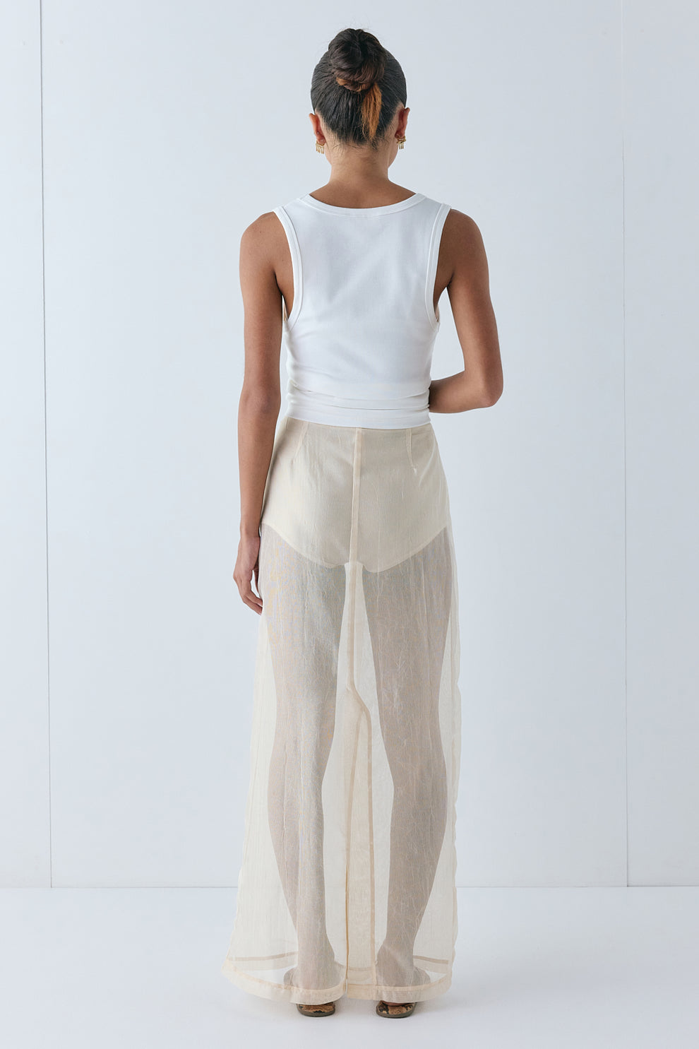 Devyn Sheer Midi Skirt Ecru