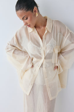 Vale Sheer Shirt Ecru - size:Keilani :AU 6 / US 2
