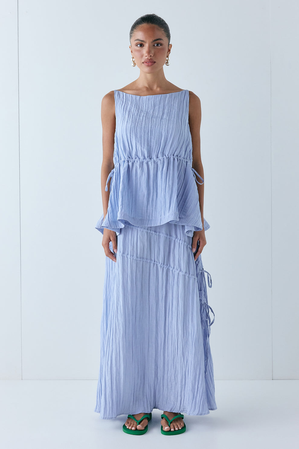 Elise Midi Skirt Crinkle Blue - size:Keilani:AU 4 / US 0