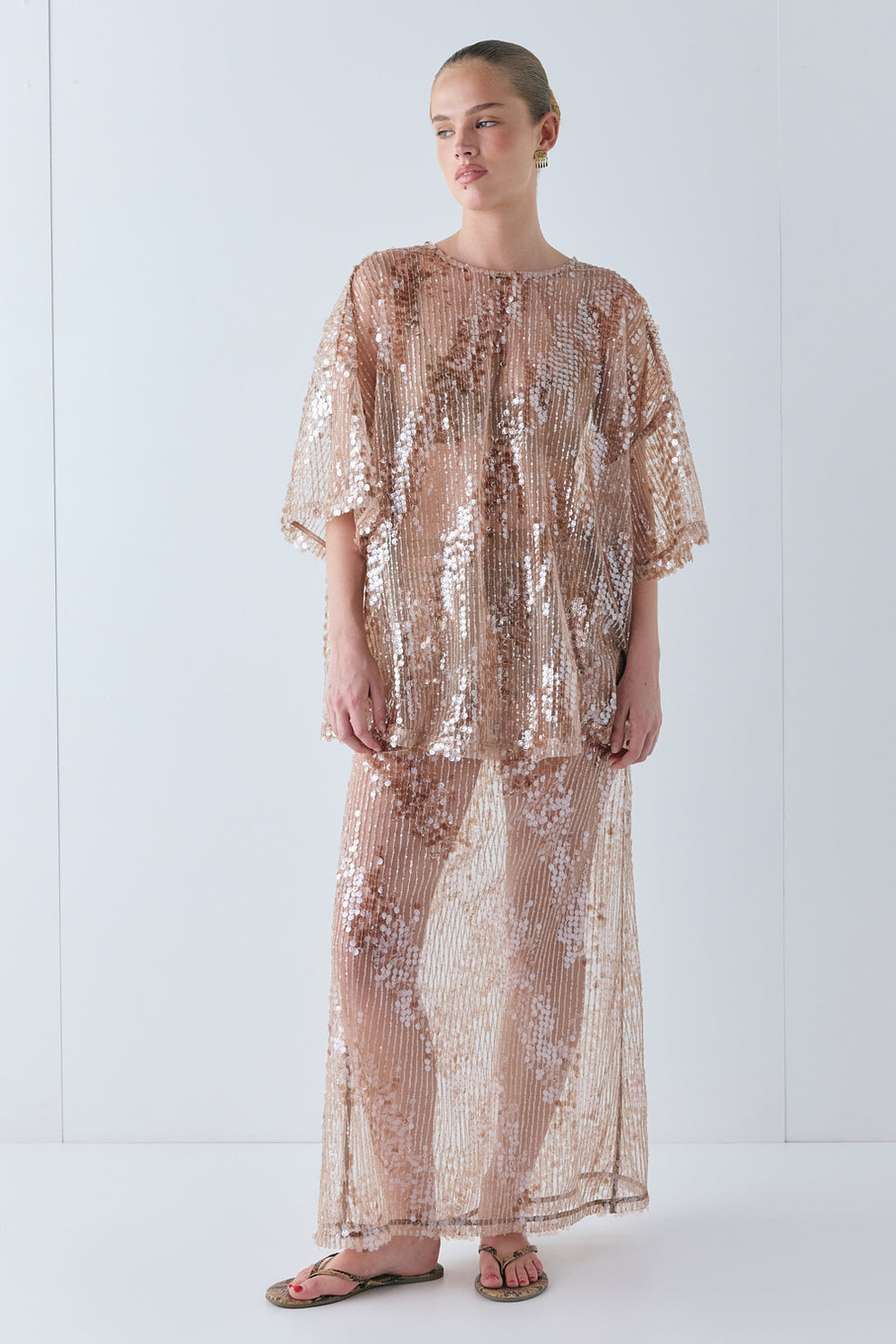 Arden Sequin Top Bronze - size:Liv:AU 6 / US 2
