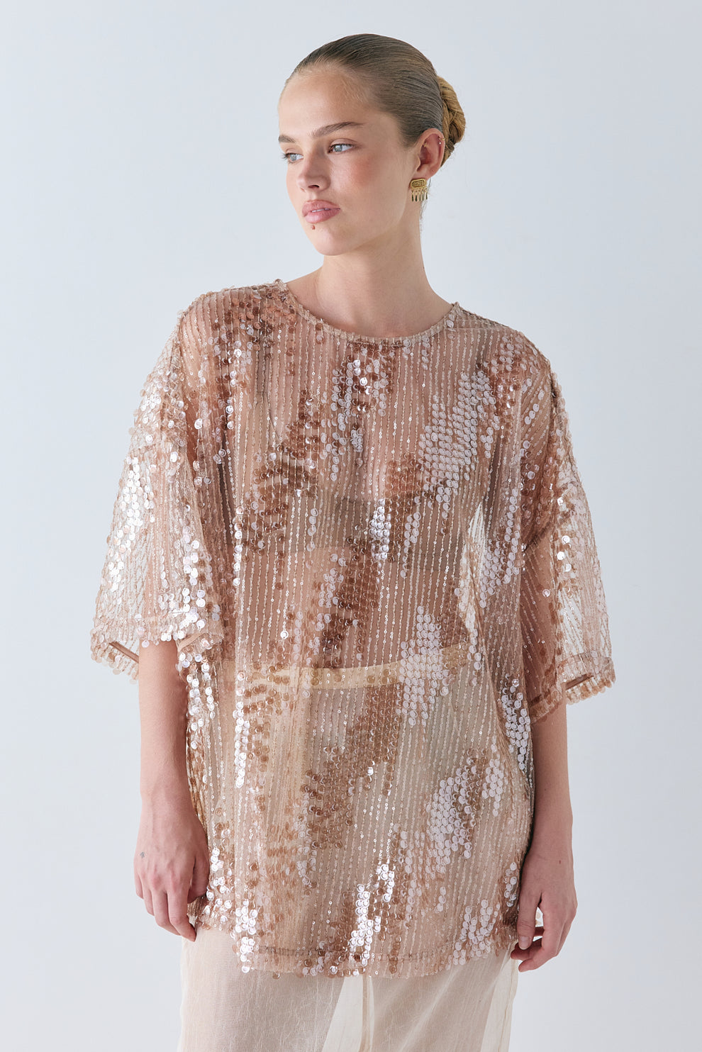 Arden Sequin Top Bronze