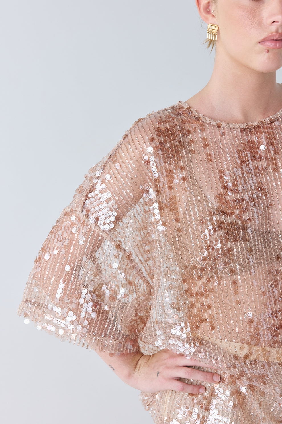 Arden Sequin Top Bronze