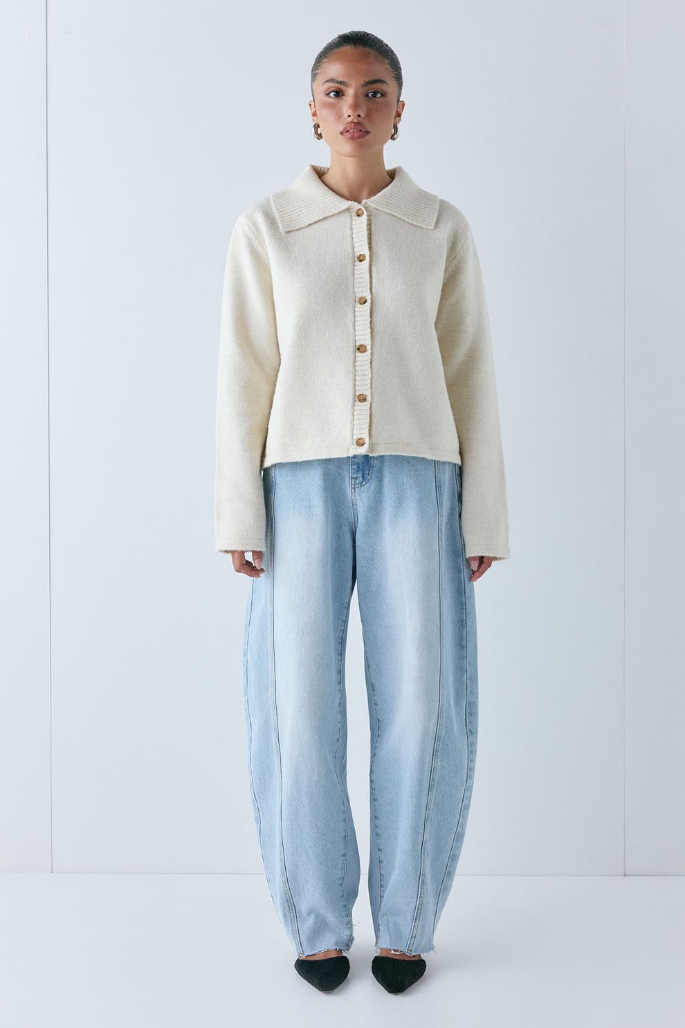 Avery Knit Cardigan Cream -  size:Keilani:S