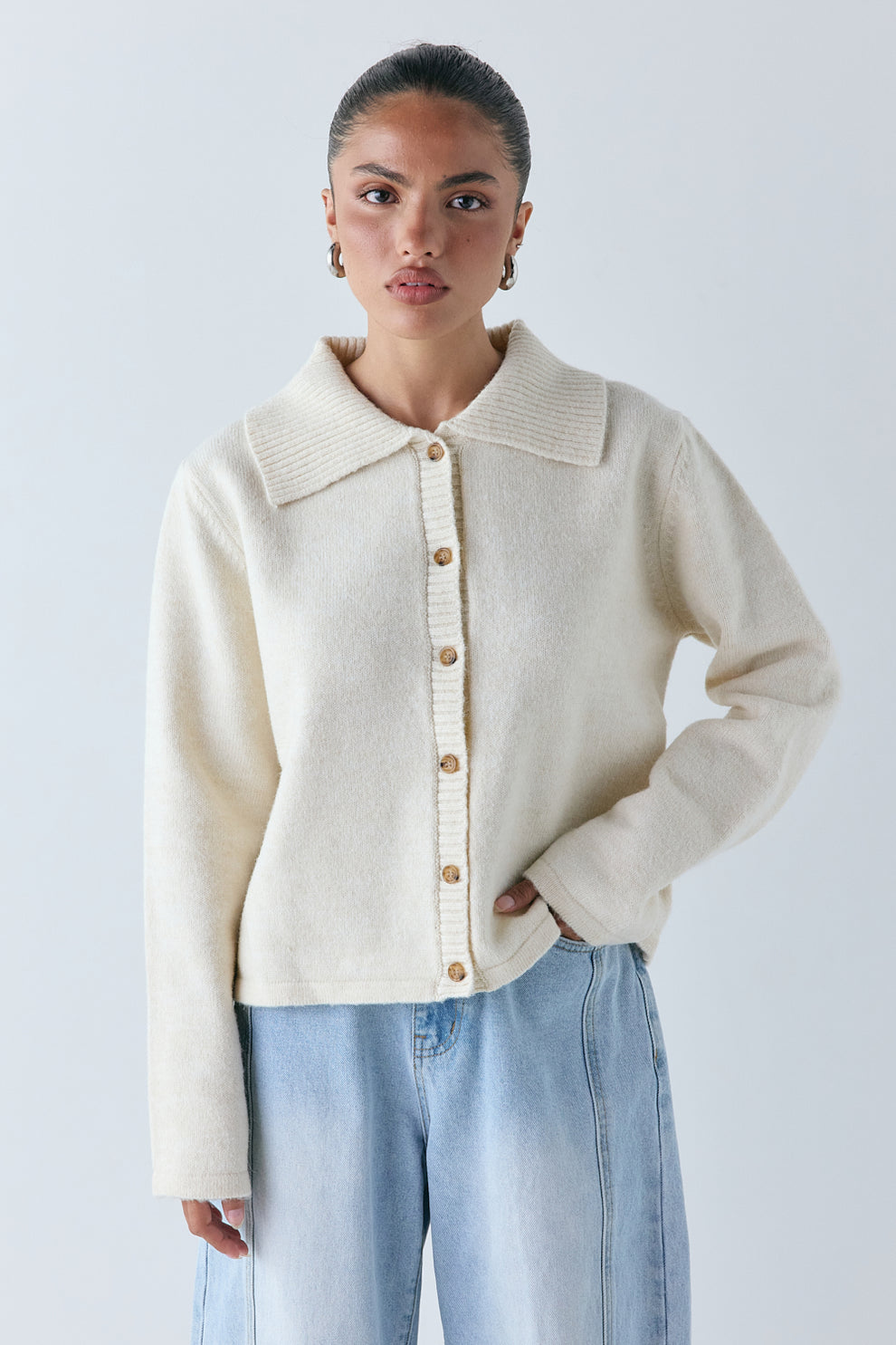 Avery Knit Cardigan Cream 