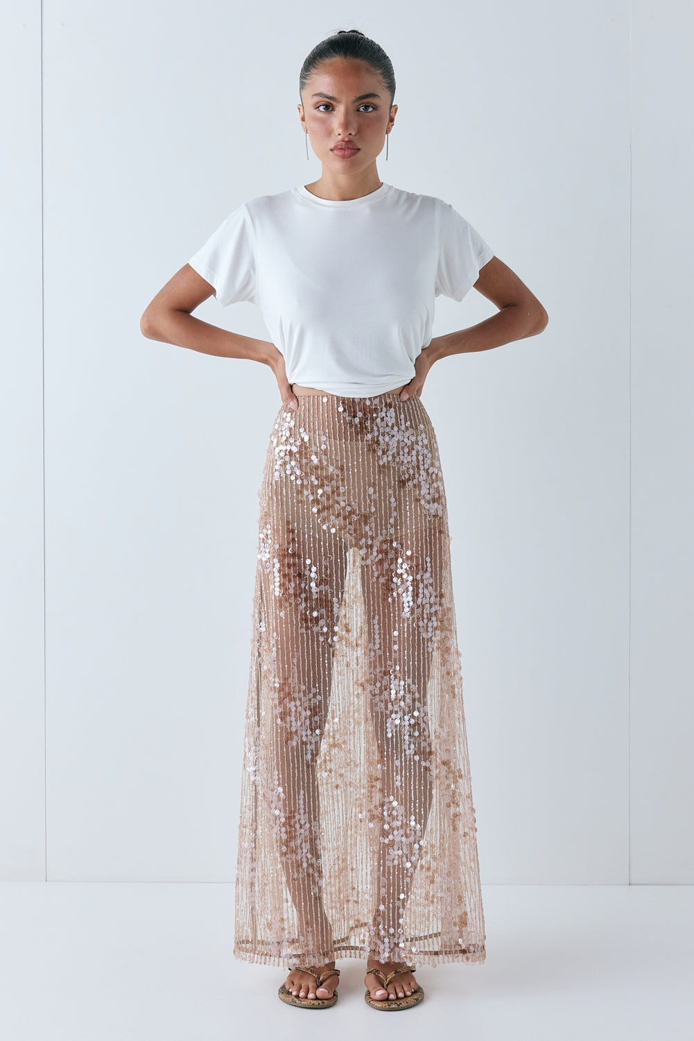 Vilma Sequin Maxi Skirt Bronze - size:Keilani :AU 4 / US 0
