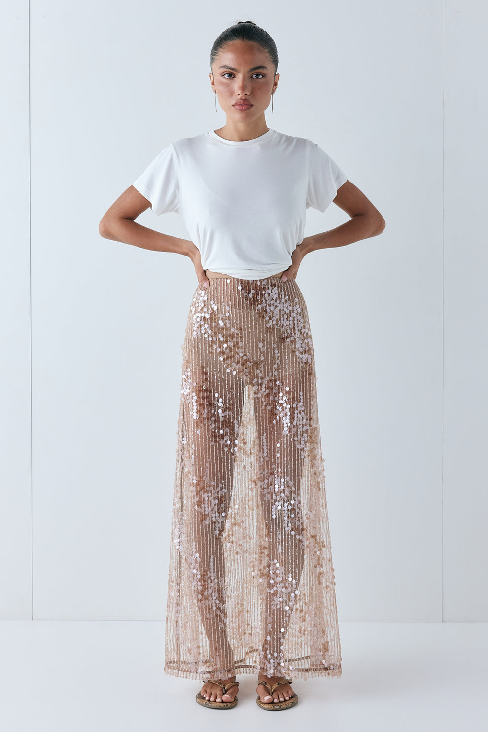 Vilma Sequin Maxi Skirt Bronze - size:Keilani :AU 4 / US 0