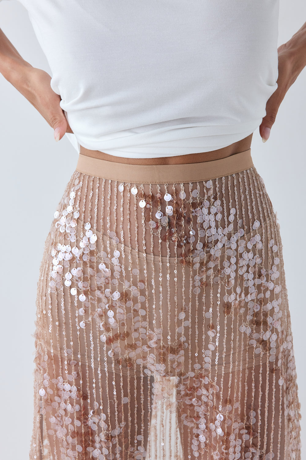 Vilma Sequin Maxi Skirt Bronze 