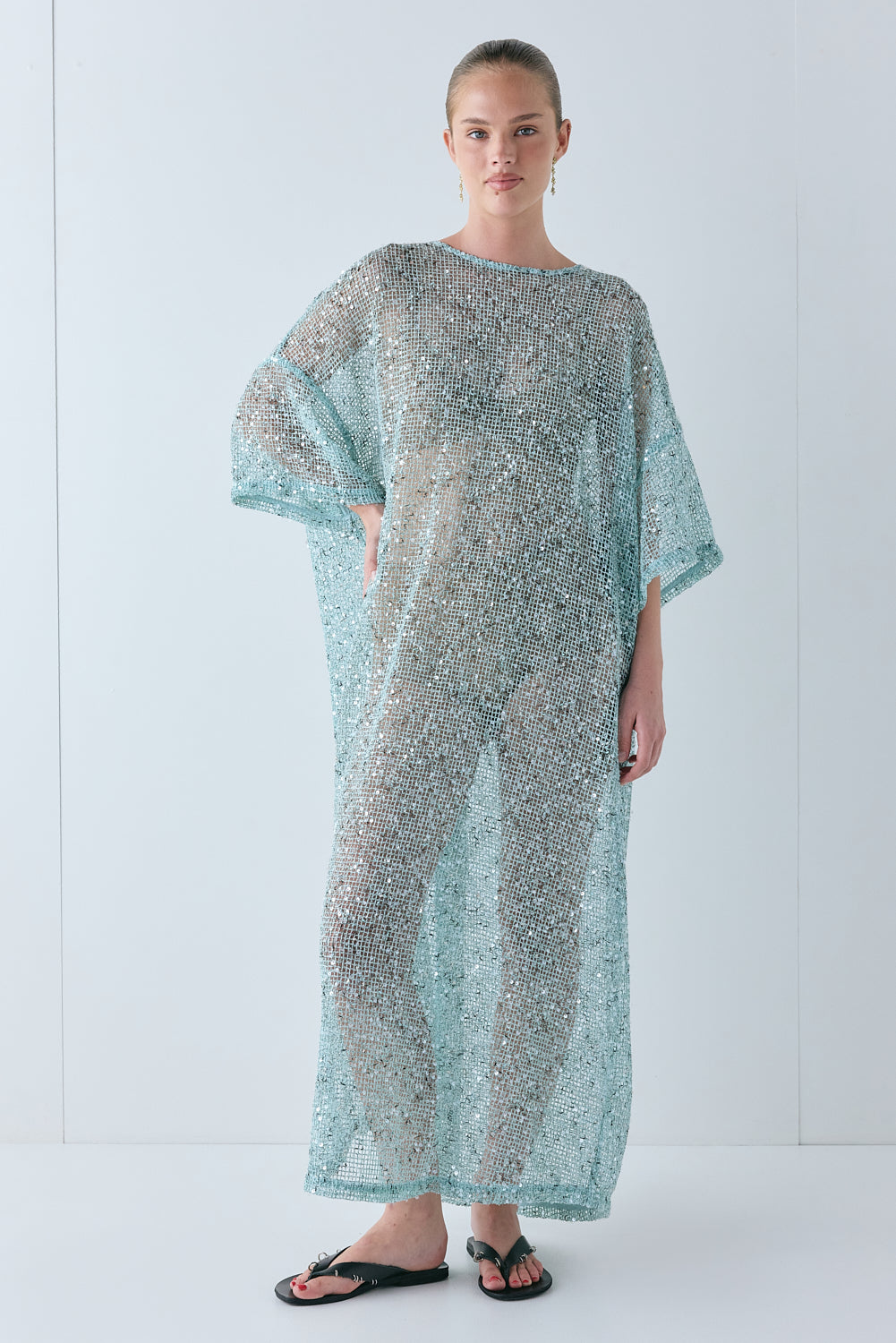 Ivette Sequin Midi Dress Aqua - size:Liv:AU 6 / US 2
