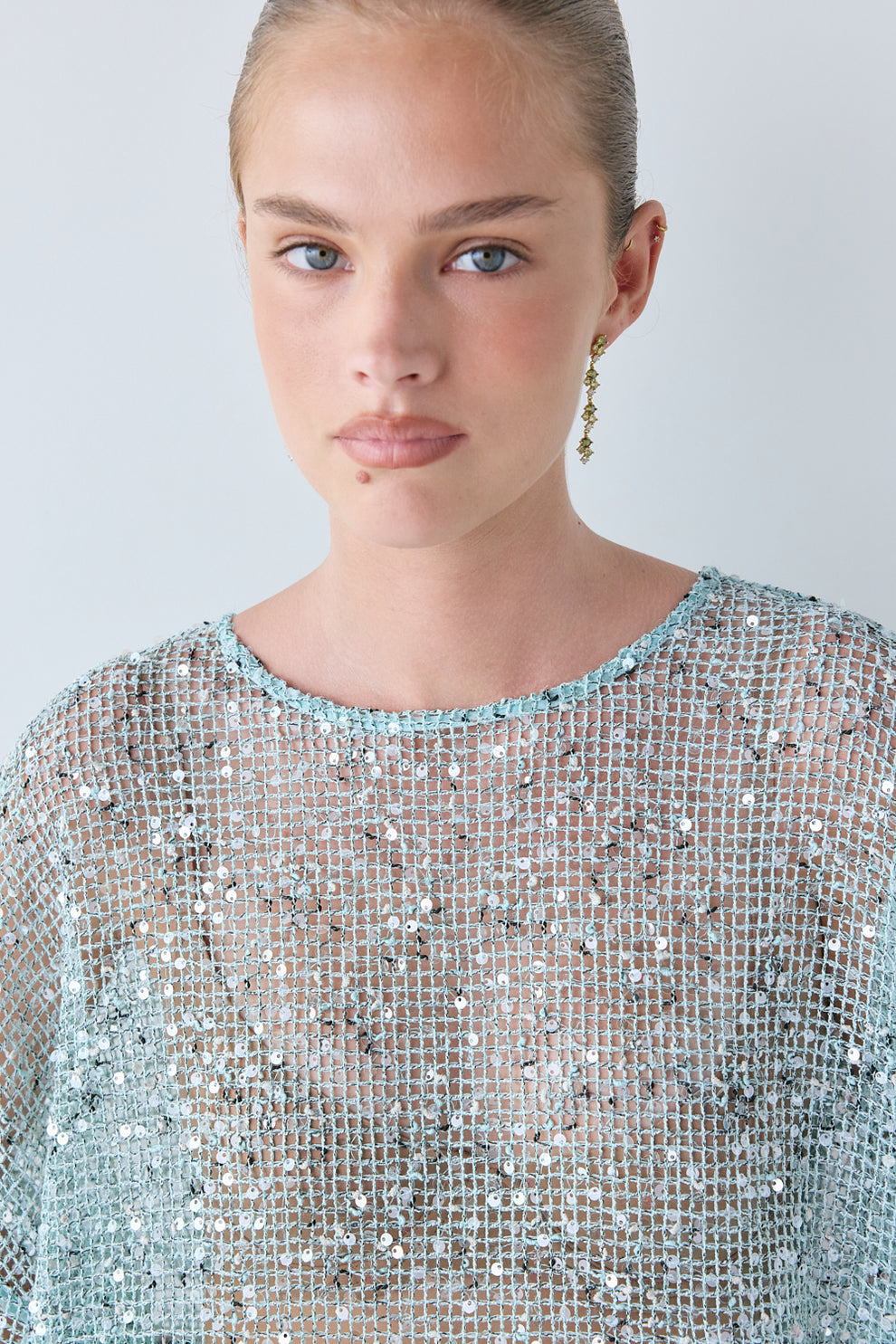 Ivette Sequin Midi Dress Aqua
