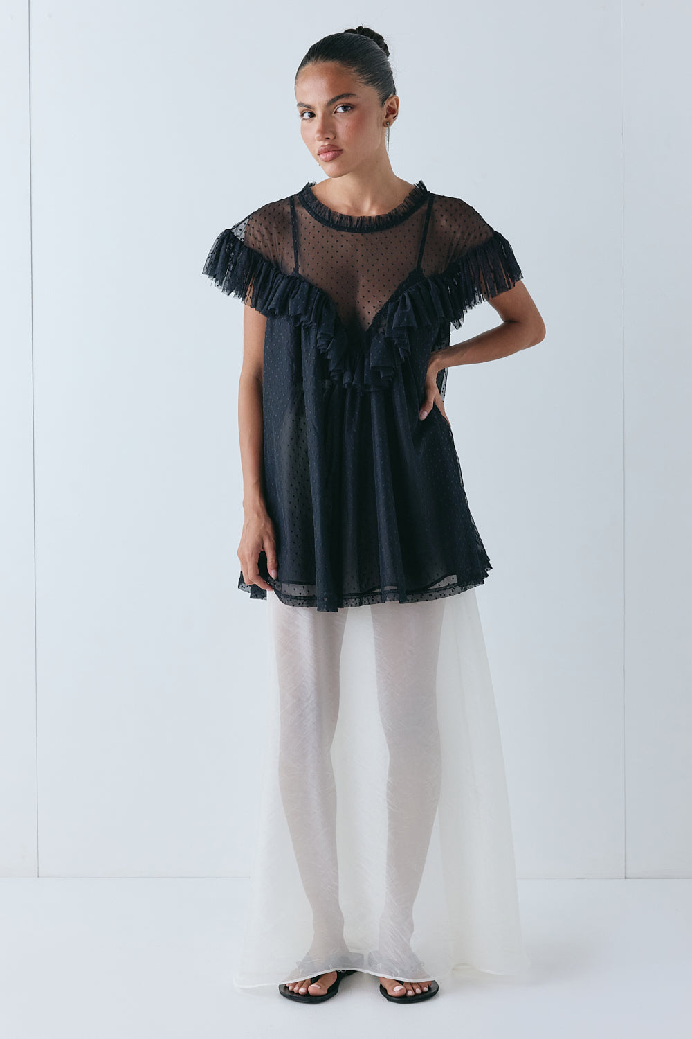 Viola Sheer Tunic Black – VRG GRL