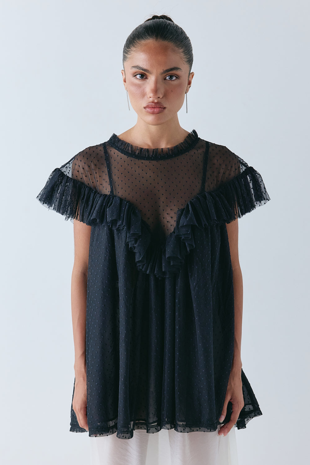 Viola Sheer Tunic Black – VRG GRL