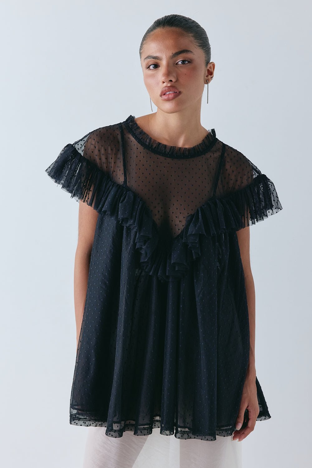 Viola Sheer Tunic Black – VRG GRL
