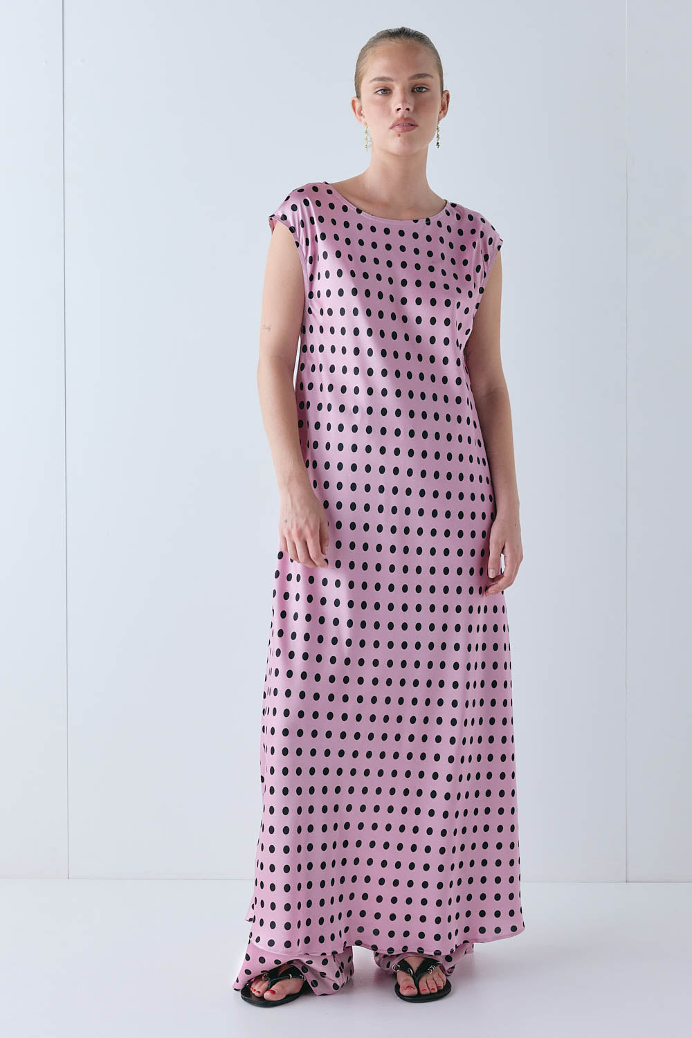 Martina Satin Maxi Dress Polka Dot