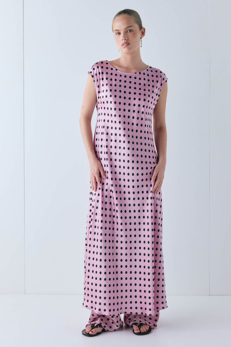 Martina Satin Maxi Dress Polka Dot - size:Liv:AU 6 / US 2