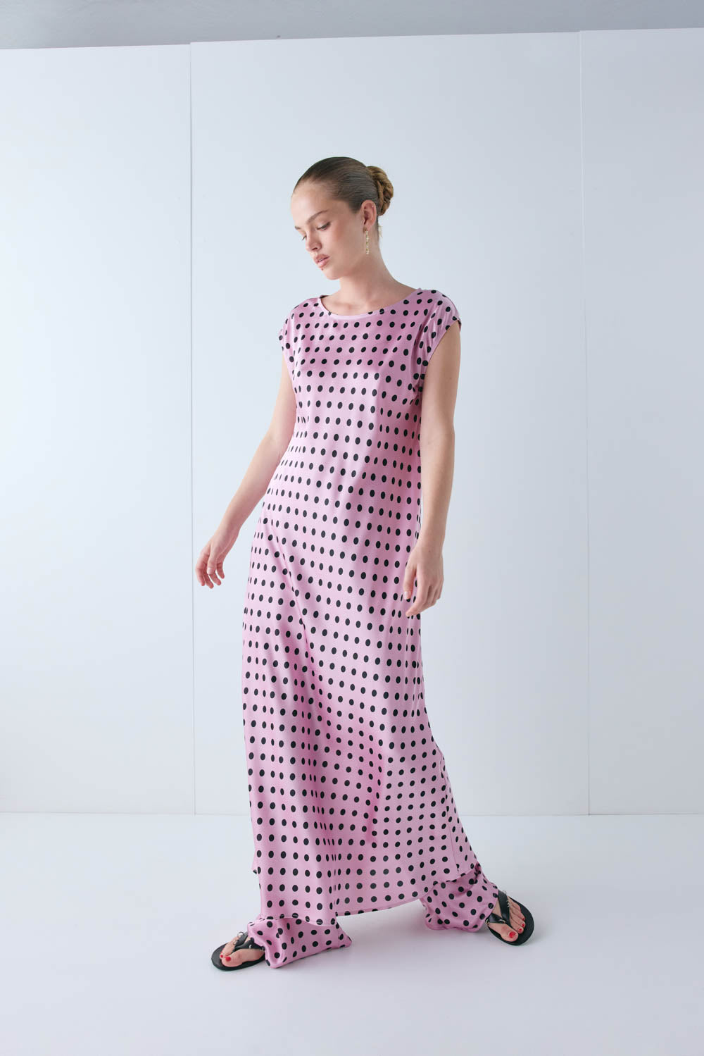 Martina Satin Maxi Dress Polka Dot