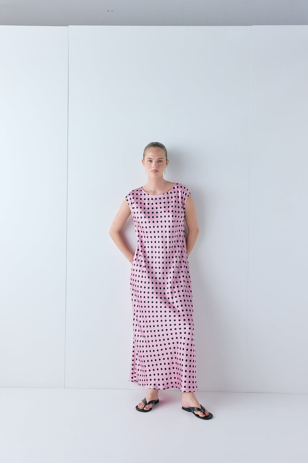 Martina Satin Maxi Dress Polka Dot