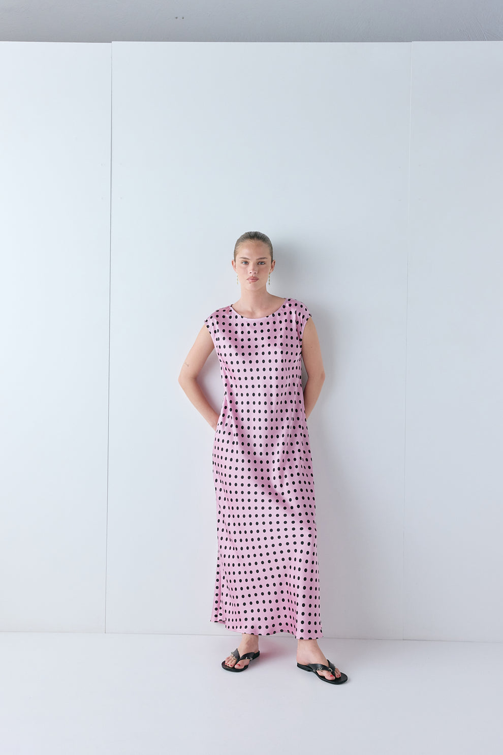 Martina Satin Maxi Dress Polka Dot