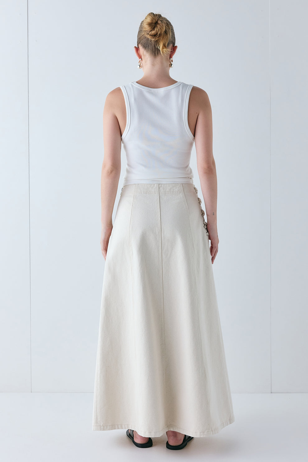 Eve Denim Midi Skirt Cream