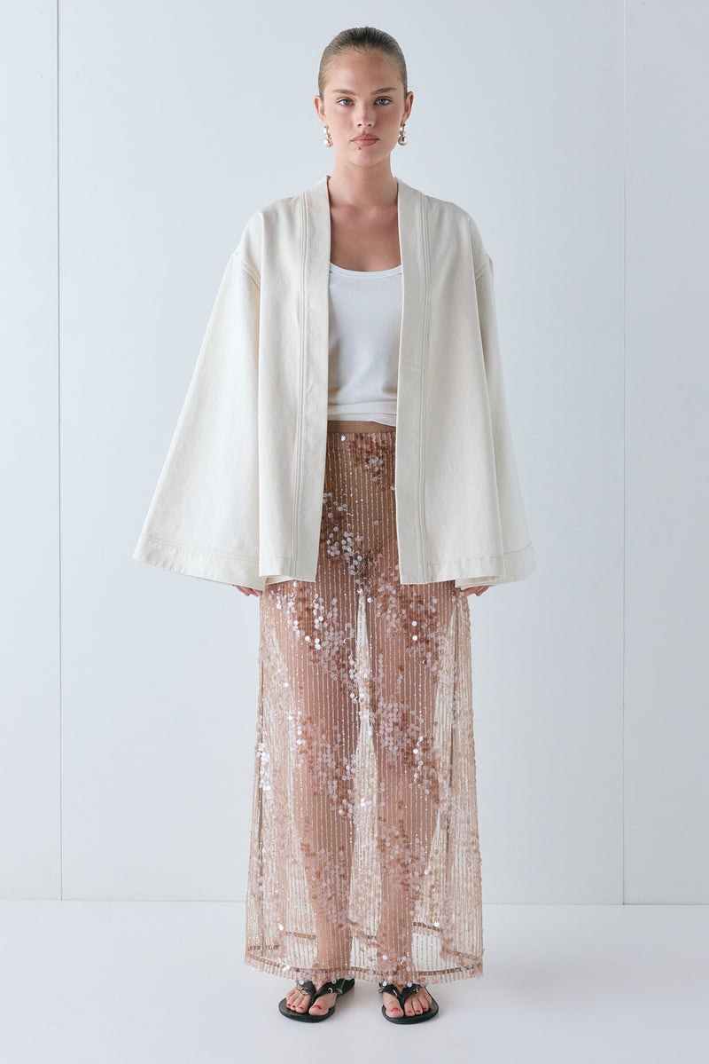 Una Denim Jacket Cream - size:Liv:AU 6 / US 2