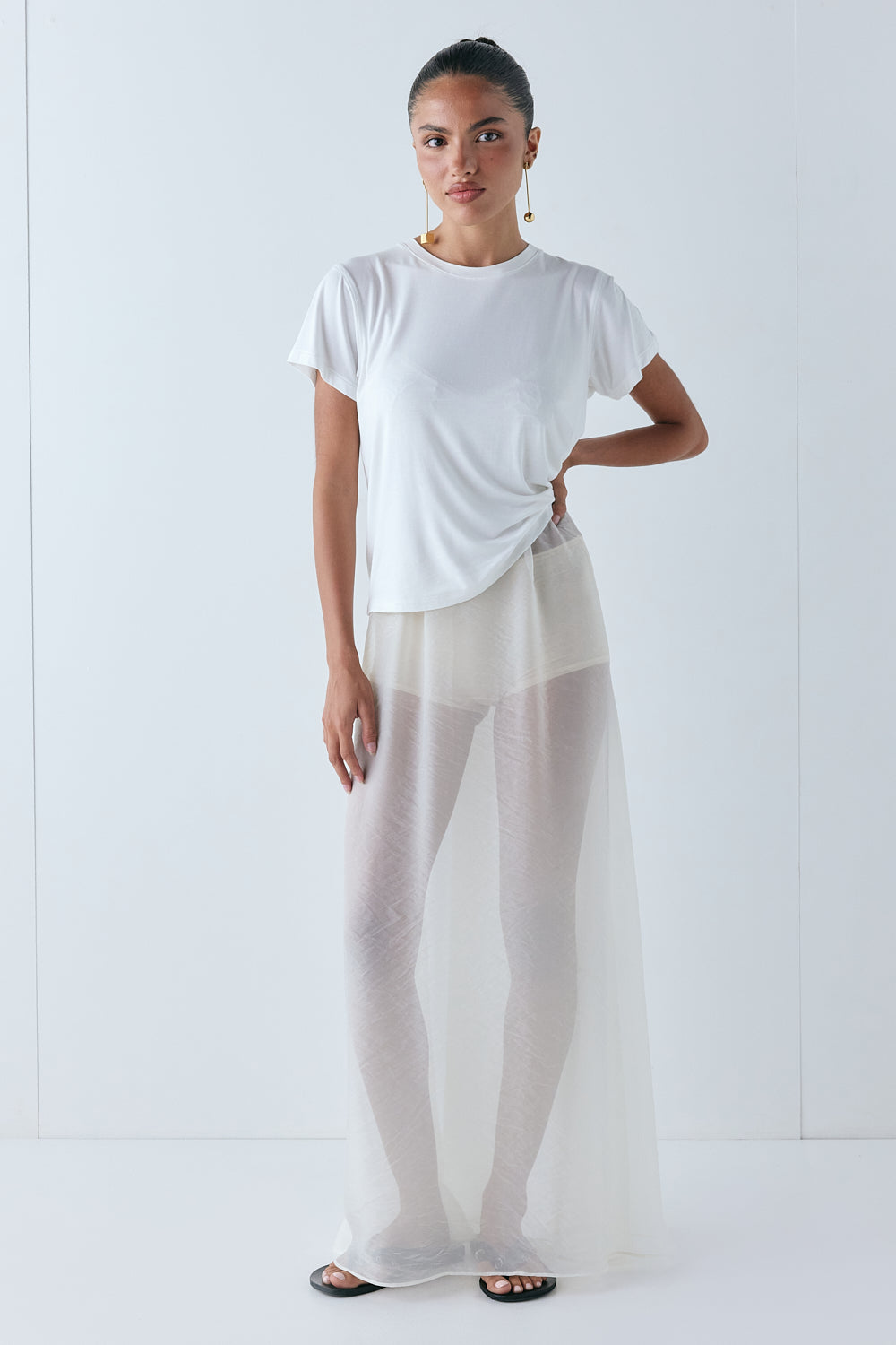 Laine Sheer Maxi Skirt Cream - size:Keilani :AU 4 / US 0
