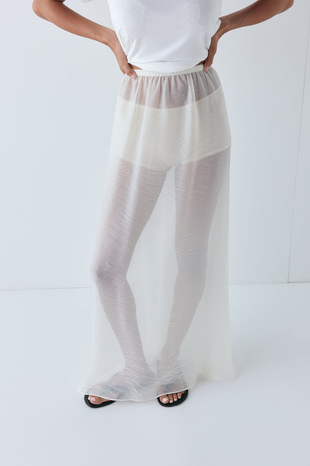 Laine Sheer Maxi Skirt Cream