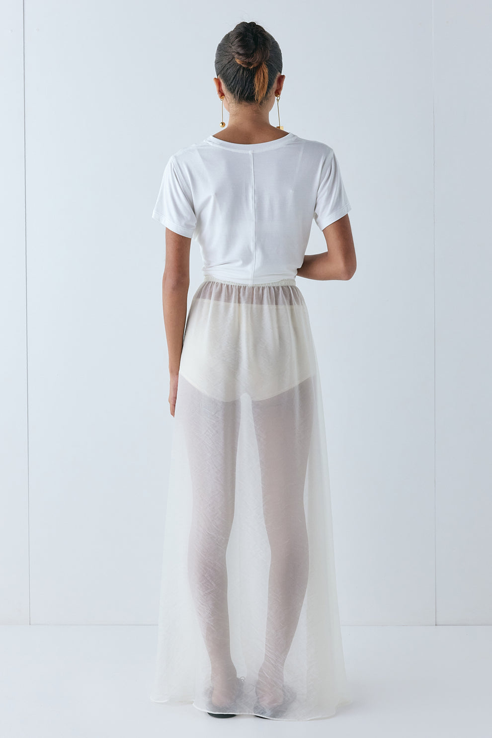 Laine Sheer Maxi Skirt Cream