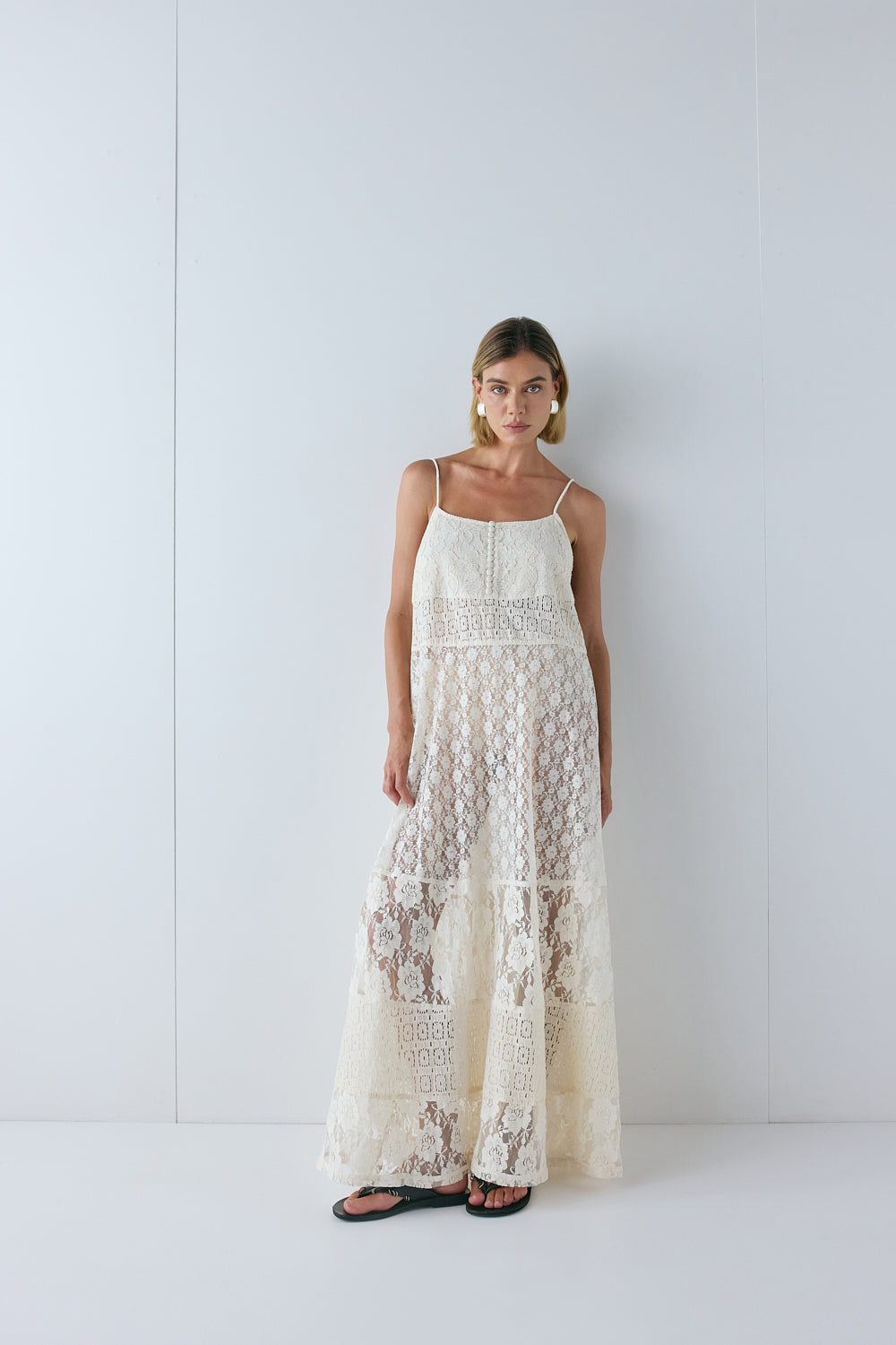 Delphine Lace Maxi Dress Cream