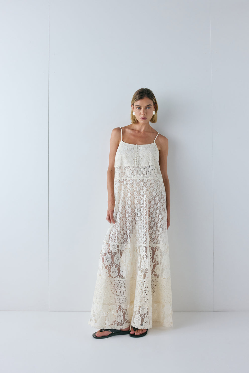 Delphine Lace Maxi Dress Cream
