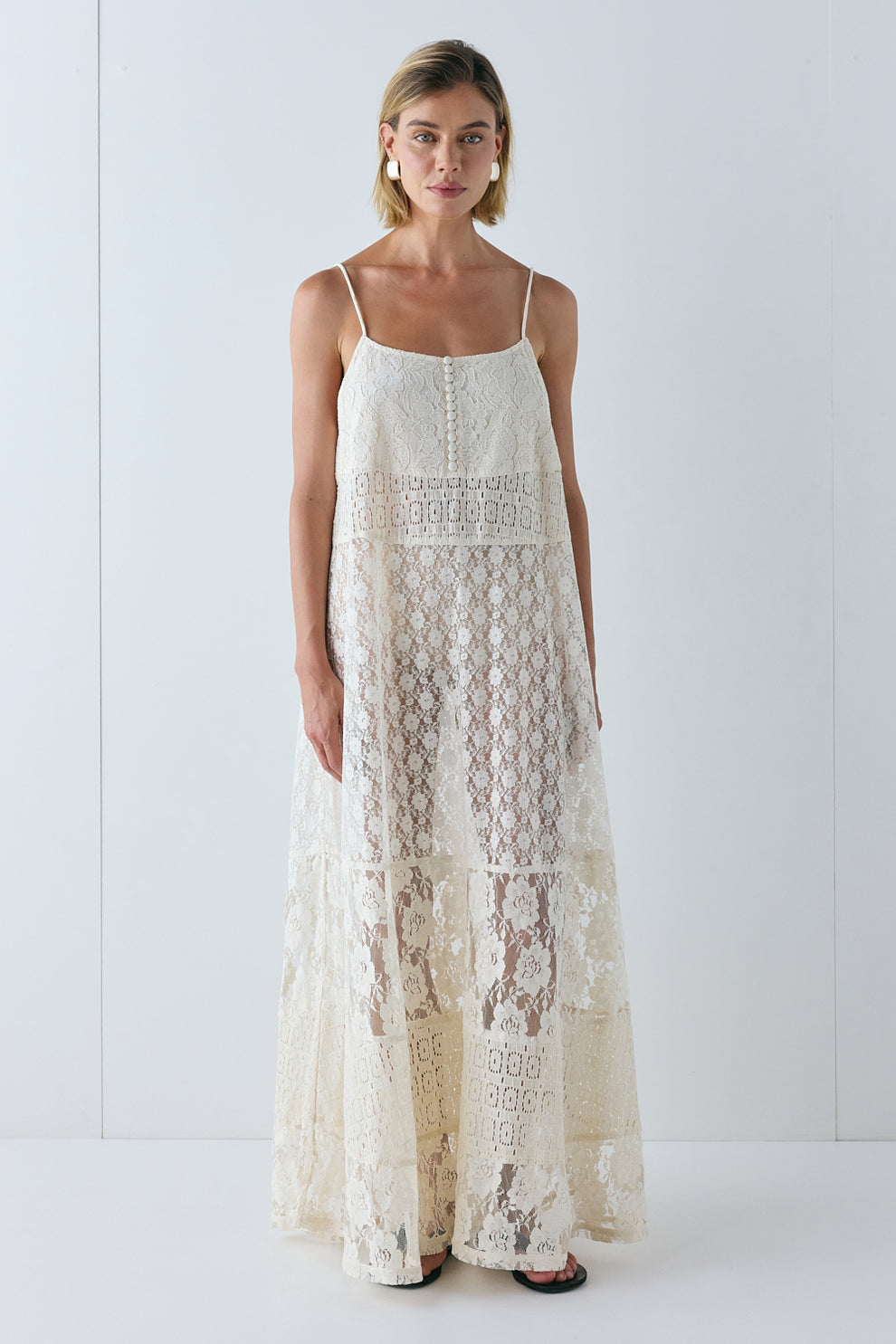 Delphine Lace Maxi Dress Cream