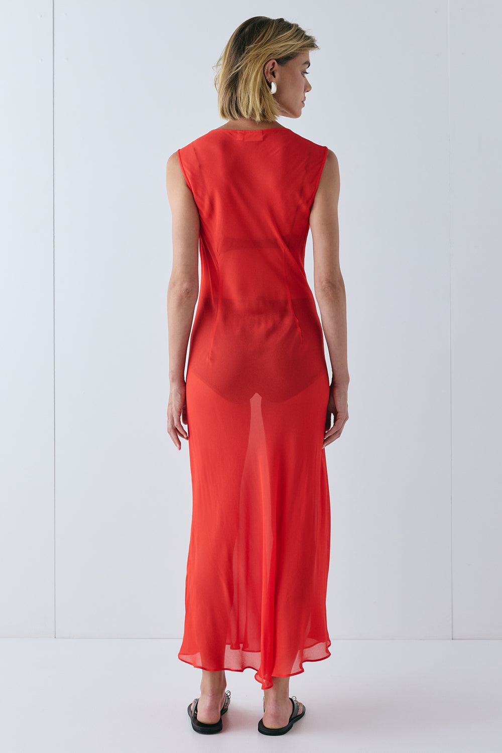 winona midi support dress VRG GRL Women's' 'Winona Sheer Midi Dress Red 6