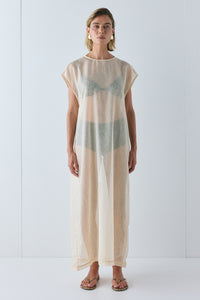 Nara Sheer Maxi Dress Ecru - size:Joanna:AU 6 / US 2
