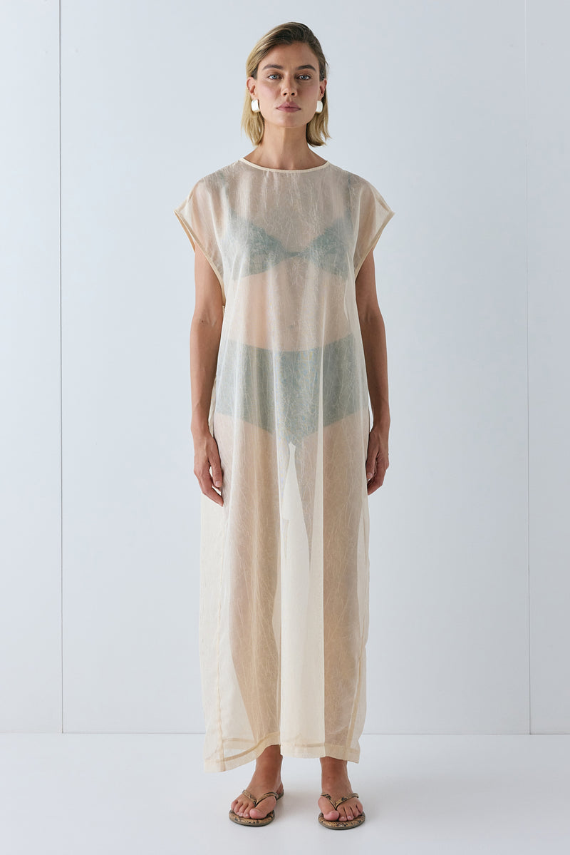 Nara Sheer Maxi Dress Ecru - size:Joanna:AU 6 / US 2
