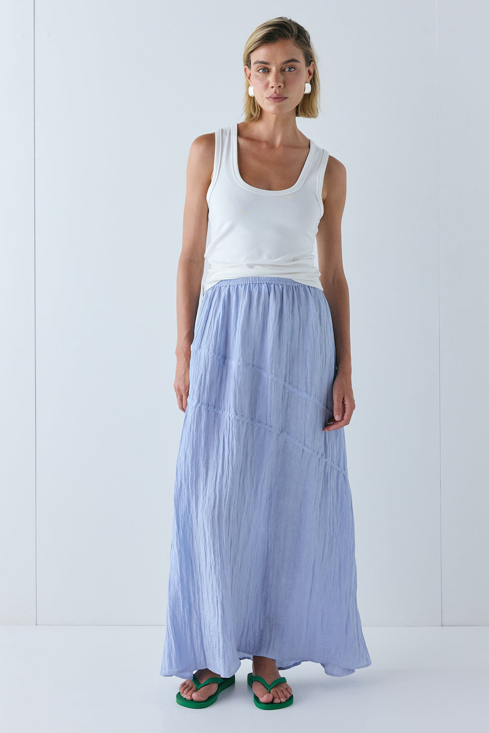 Elise Midi Skirt Crinkle Blue - size:Joanna:AU 6 / US 2