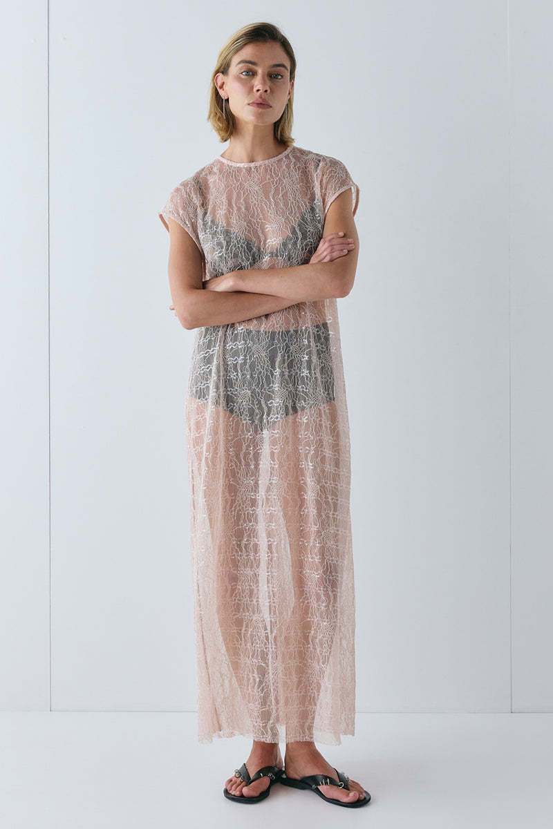 Sabre Lace Midi Dress Musk - size:Joanna:AU 6 / US 2
