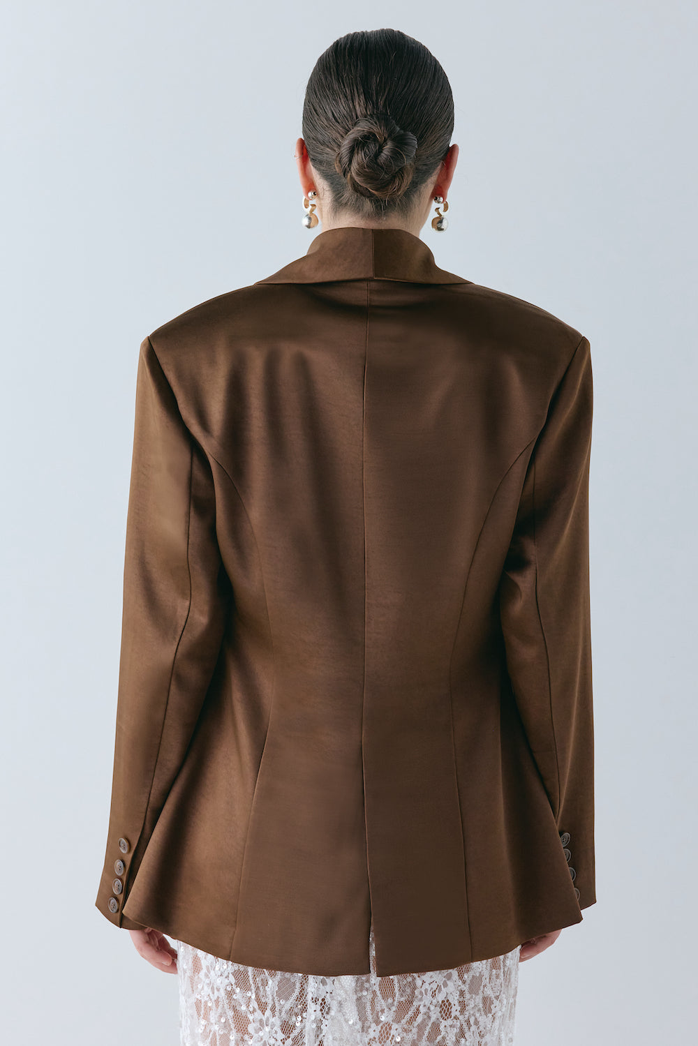 Yara Satin Blazer Chocolate