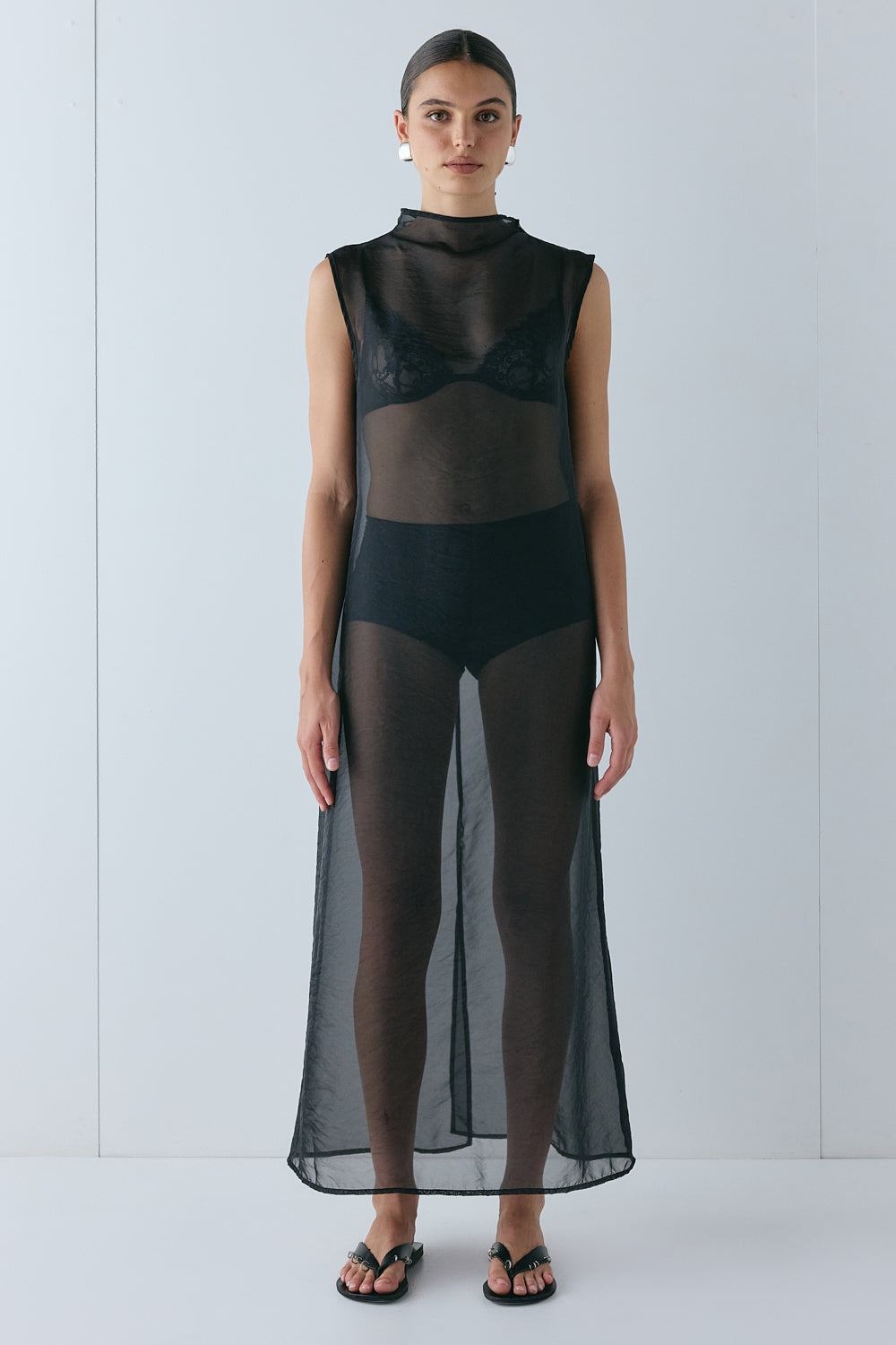 Serena Sheer Maxi Dress Black - size:Hailey:AU 6 / US 2
