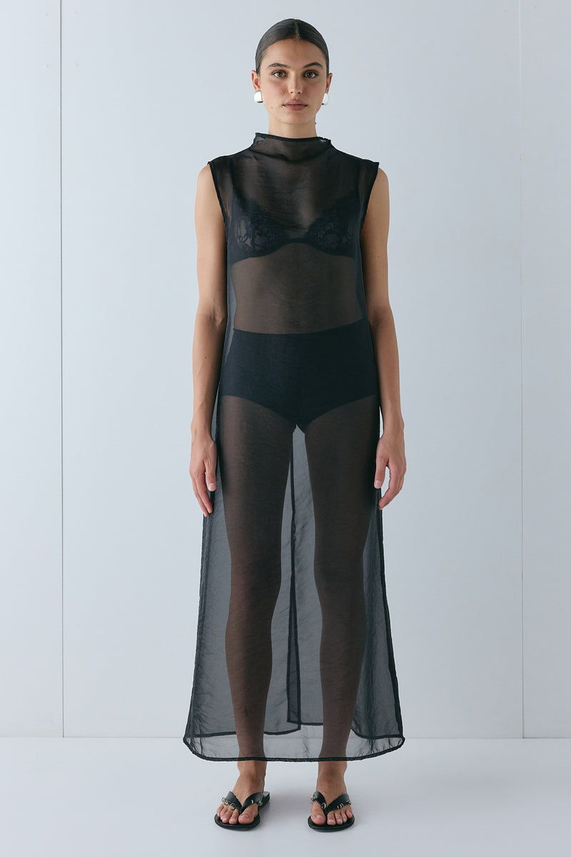 Serena Sheer Maxi Dress Black - size:Hailey:AU 6 / US 2
