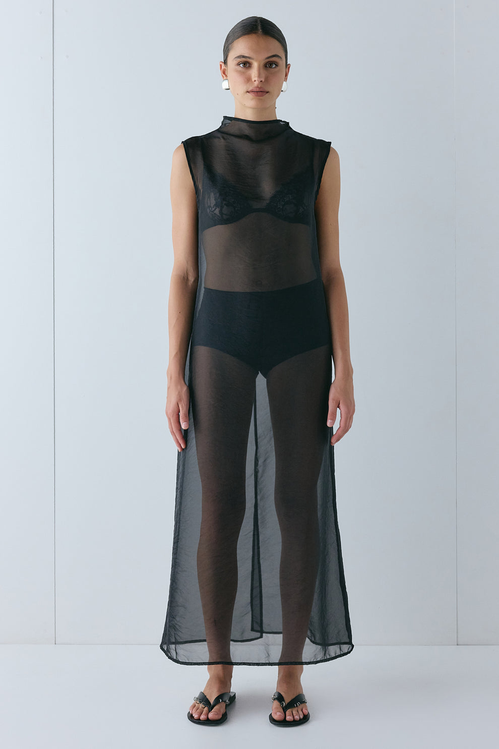 Serena Sheer Maxi Dress Black - size:Hailey:AU 6 / US 2
