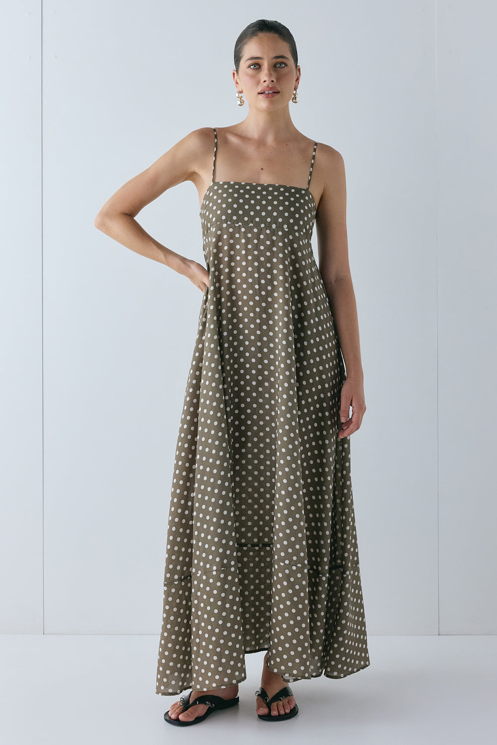 Behati Maxi Dress Brown Polka Dot