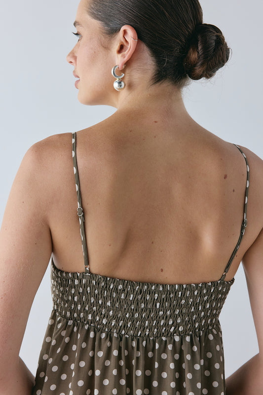 Behati Maxi Dress Brown Polka Dot - size:Ruby:AU 6 / US 2
