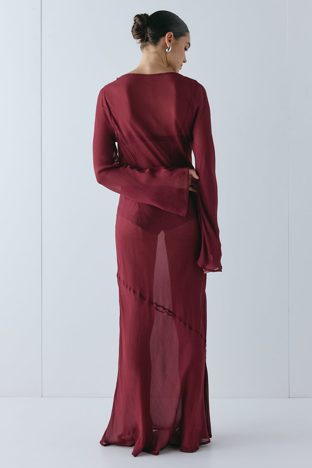 Luka Sheer Maxi Dress Wine