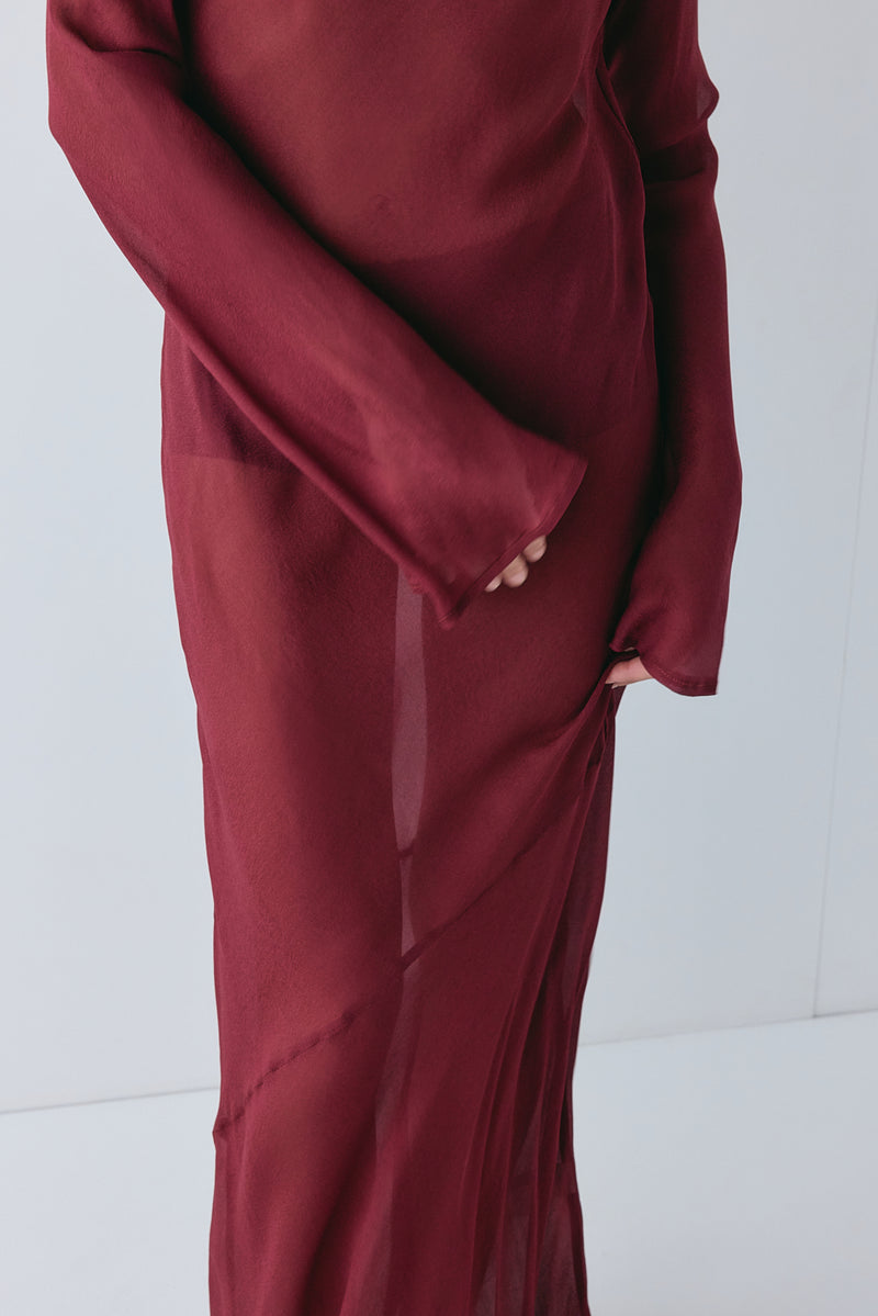 Luka Sheer Maxi Dress Wine