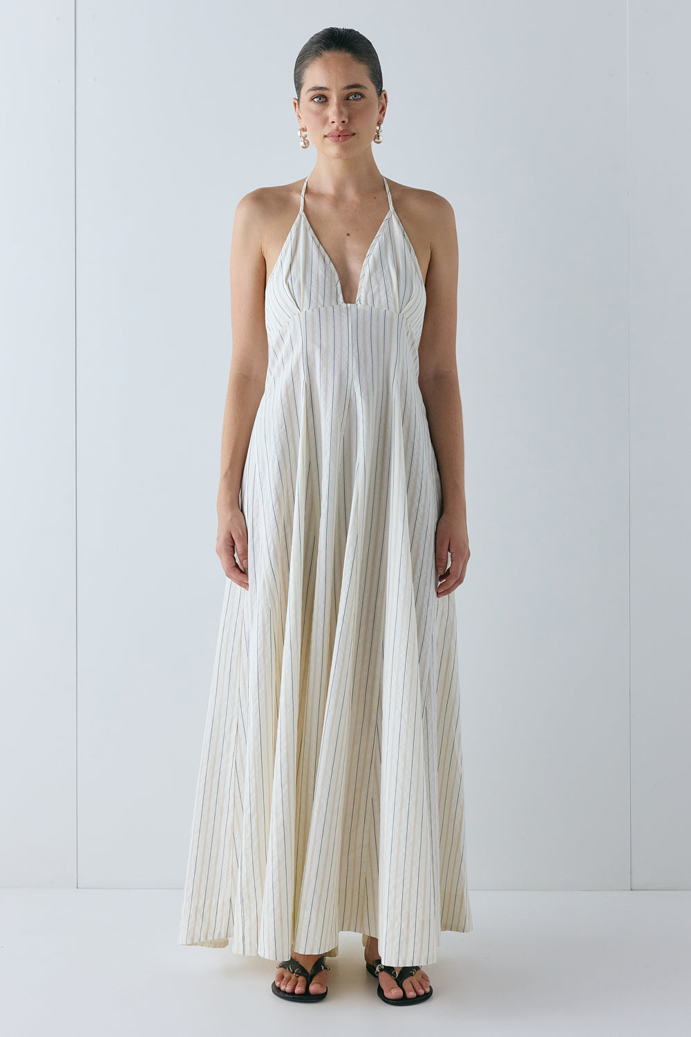 August Maxi Dress Cream Stripe - size:Ruby:AU 6 / US 2
