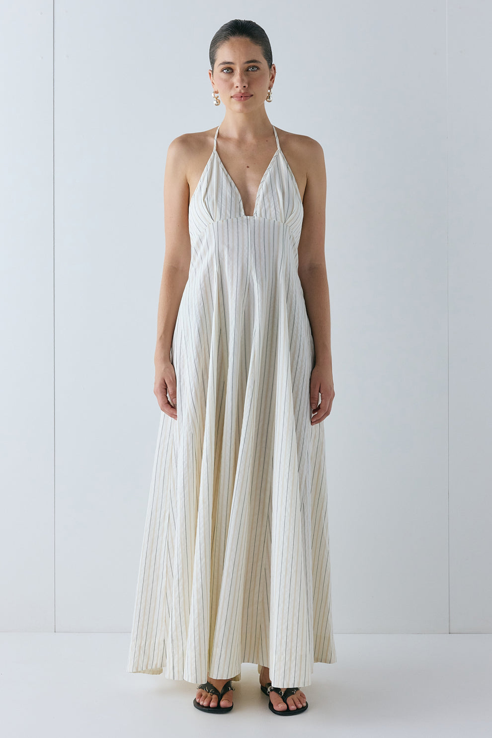 August Maxi Dress Cream Stripe - size:Ruby:AU 6 / US 2
